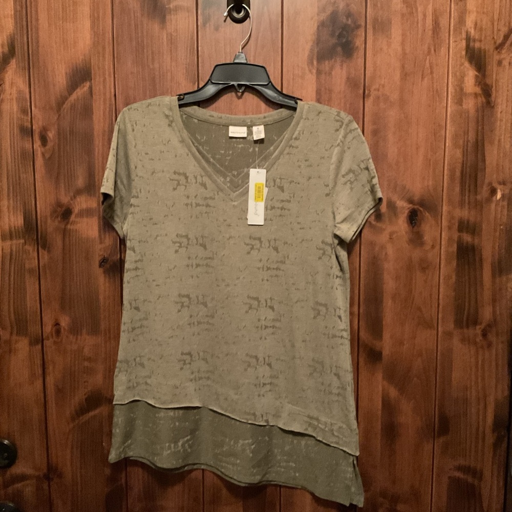 Westbound Layered V-Neck Short Sleeve Top - Sage
